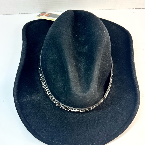 Harley Davidson Black Wool Brim Women’s Cowboy Hat Size Medium Cowgirl - Picture 7 of 11